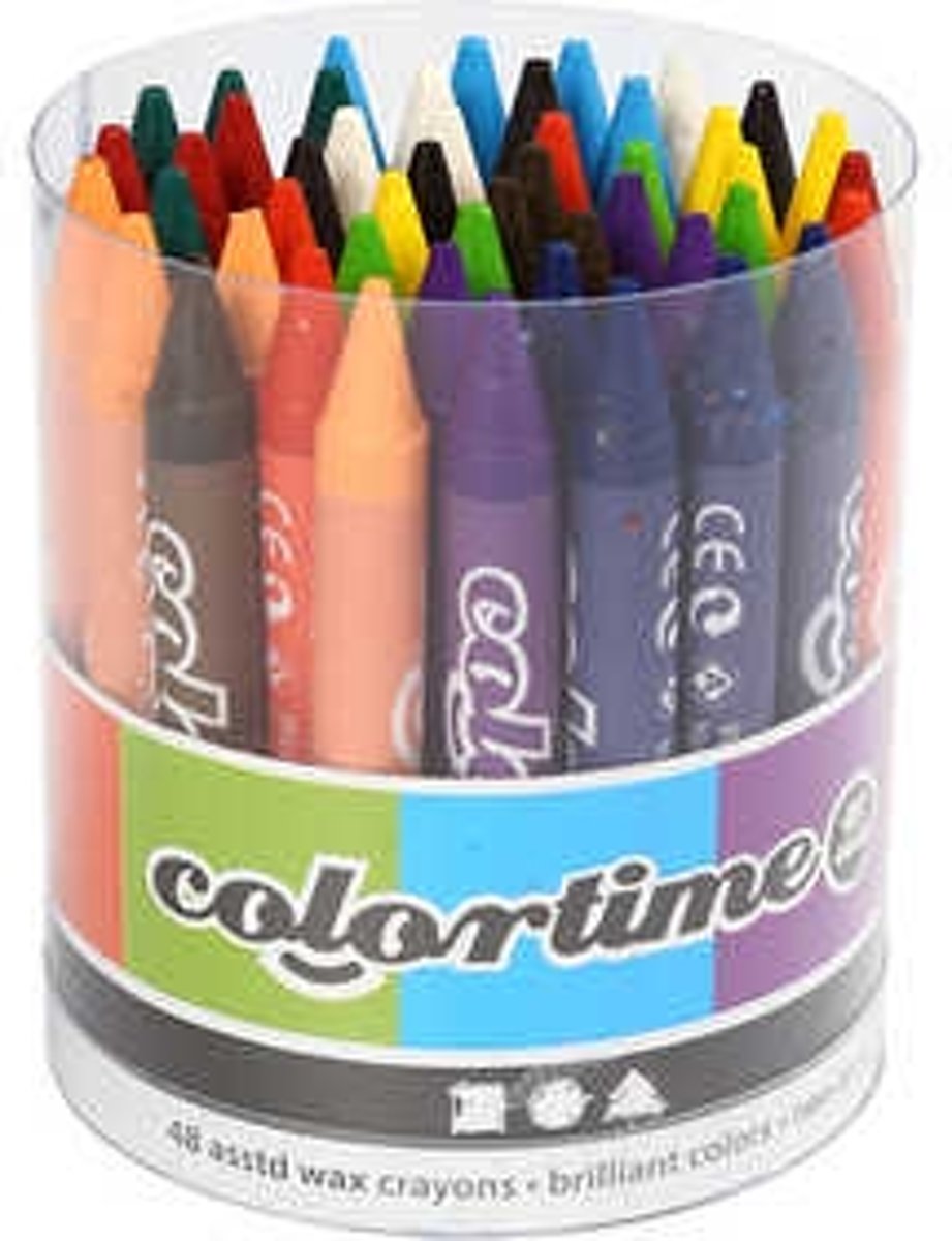 Colortime kleurkrijt, dikte 11 mm, l: 10 cm, diverse kleuren, 48stuks [HOB-38138]